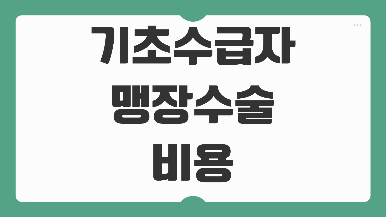 기초수급자 맹장수술 비용 지원금 의료급여 본인부담금 계산 병원비 절약 방법