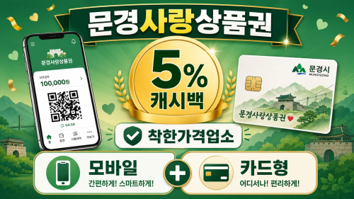 문경사랑상품권 착한가격업소 5% 캐시백, 모바일·카드형 대상